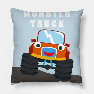 illustration of monster truck with cartoon style. Pillow