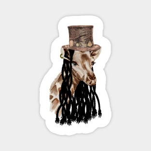 Giraffe with Top Hat and Dreadlocks Magnet
