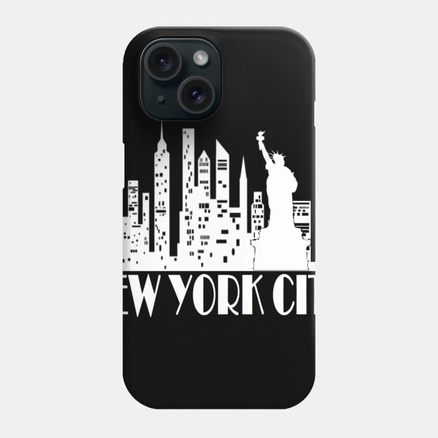 New York City Skyline - WHITE Phone Case by curlygirztees1