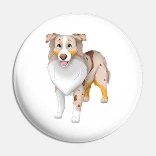 Red Merle Miniature American Shepherd Dog Blue Eyes Pin