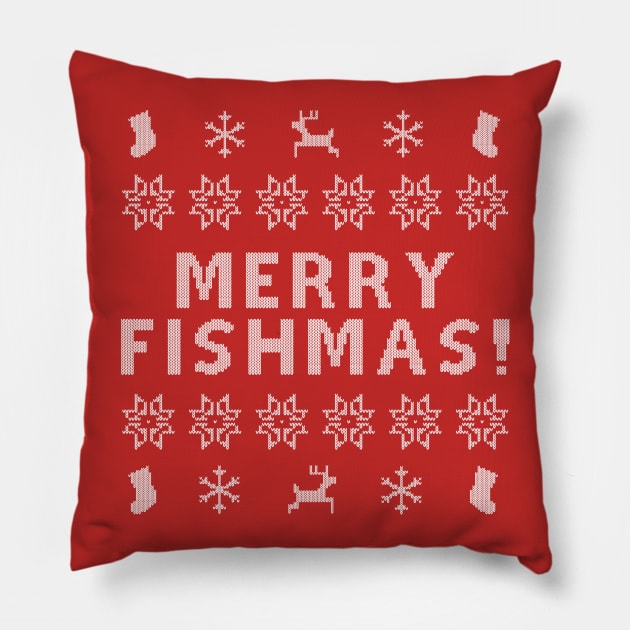 Merry Fishmas! Pillow by Rock Bottom