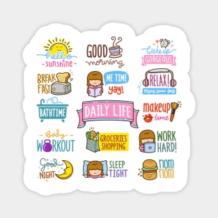 Sunshine Girl daily routine stickers set Magnet