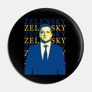 Volodymyr Zelensky - retro flag color Pin