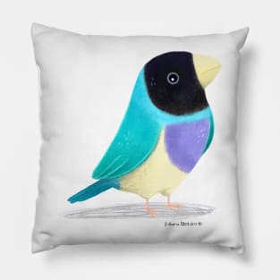 Blue Gouldian Finch Bird Pillow