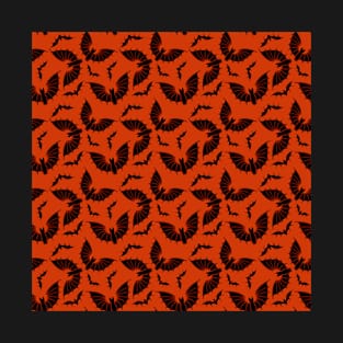 Halloween Bats on Orange Velvet T-Shirt