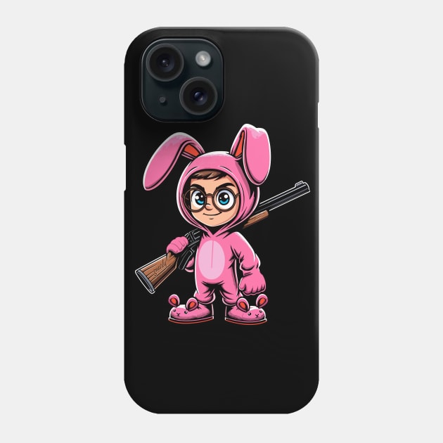 Funny Christmas Story Pink Nightmare Bunny Costume and BB Gun Phone Case by ChattanoogaTshirt