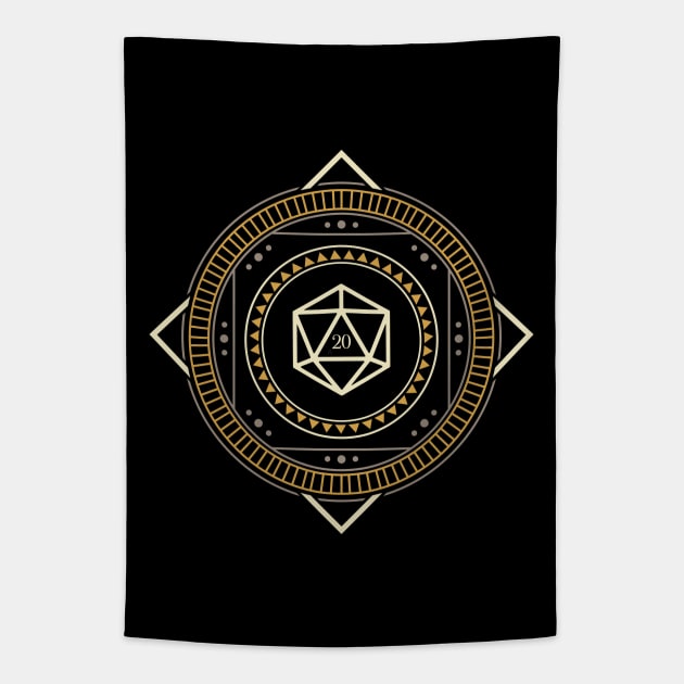 Geometric Circle Magic Polyhedral D20 Dice of The Wizard Tapestry by pixeptional