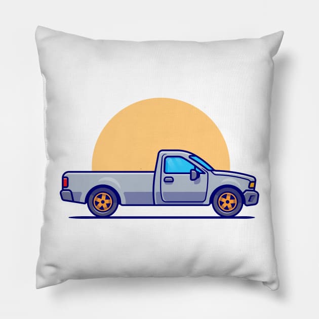 Pick Up Car Cartoon Illustration Pillow by Catalyst Labs