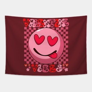 groovy valentine vibes valentines day shirts for girls womens and moms Tapestry