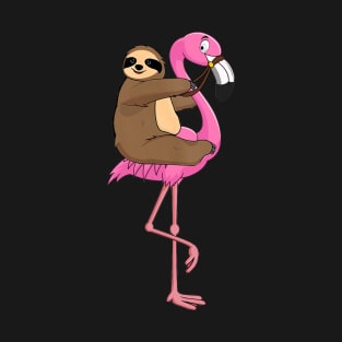 Sloth Rider Flamingo Funny T-Shirt