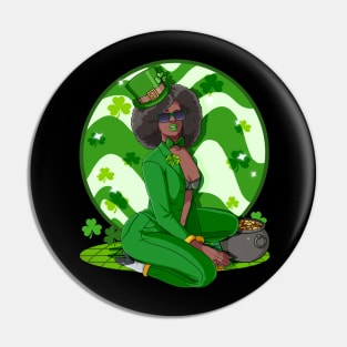 African American Leprechaun St. Patricks Day Pin