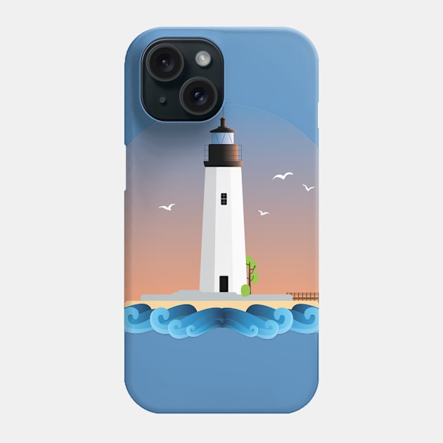 Flat Design - New Point Comfort Lighthouse Phone Case by CanossaGraphics