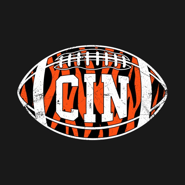 CIN Striped Retro Football - Black by KFig21