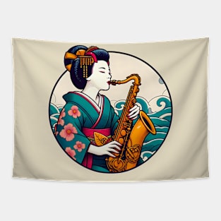 Geisha saxophone player Tapestry