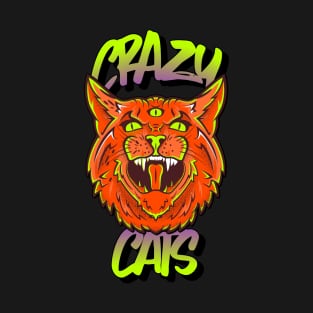 Amazing Crazy Cats Design T-Shirt