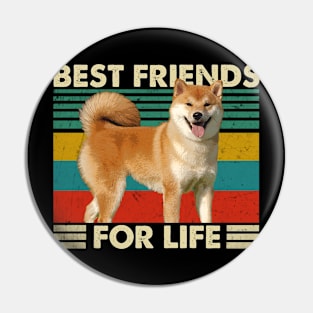 Cute and Curled Shiba Best Friends For Life Tee Delight Pin