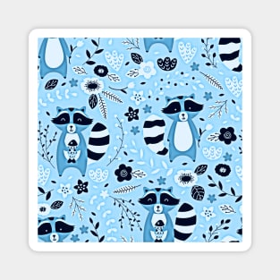 Blue Raccoon Pattern Magnet
