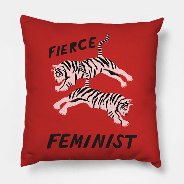 fierce feminist black text Pillow by anneamanda