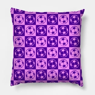 Checkboard Football / Soccer Ball Pattern - Purple Tones Pillow