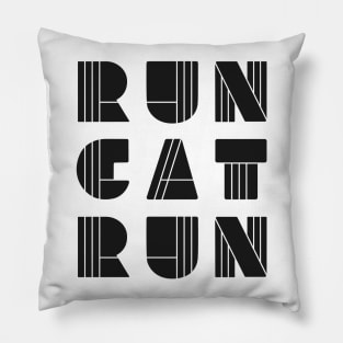 RunCatRun in black constructivist font Pillow