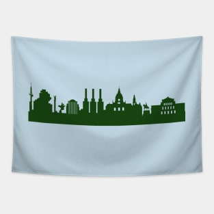 HANNOVER skyline in forest green Tapestry