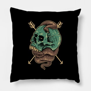 skull and snake Pillow