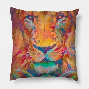 LIon and the Lamb Stained Glass Style Pillow