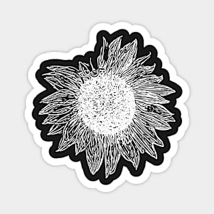 Classic simple Sunflower line art white Magnet