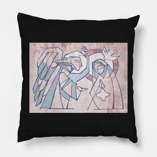 Angel Gabriel and Virgin Mary at the Annunciation Pillow by bernardojbp