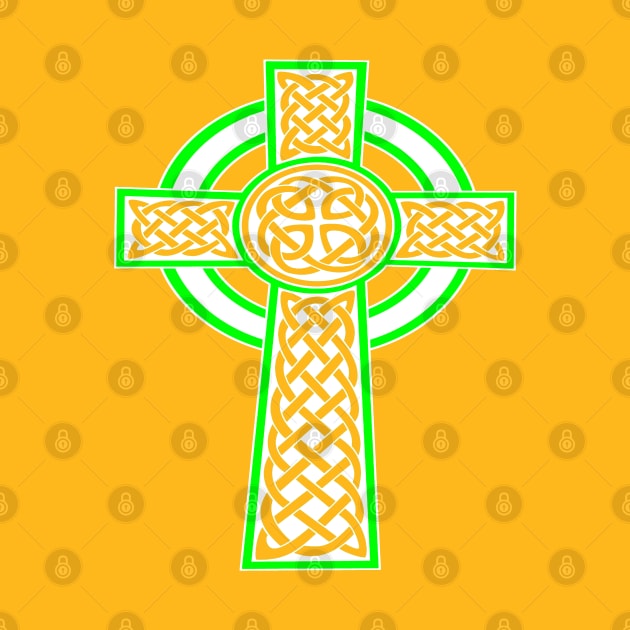 St Patrick's Day Celtic Cross White and Green by taiche