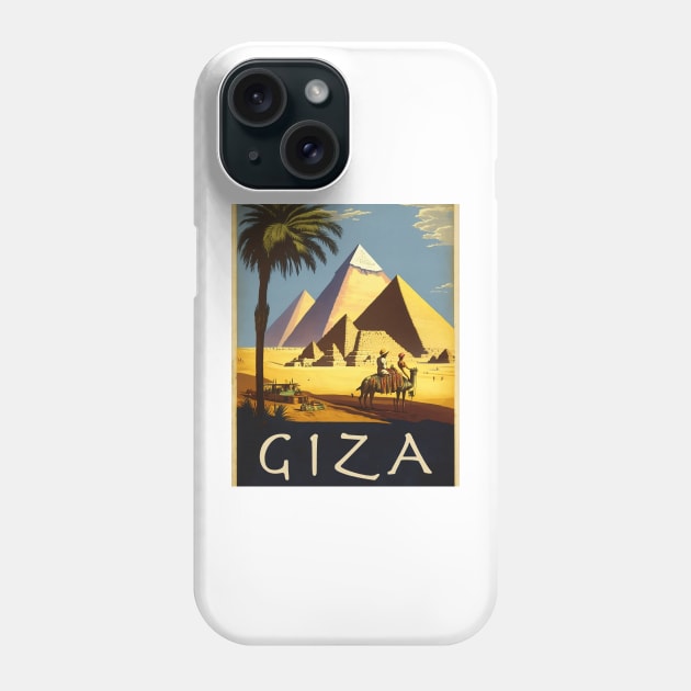 Giza Pyramids Vintage Travel Art Poster Phone Case by OldTravelArt