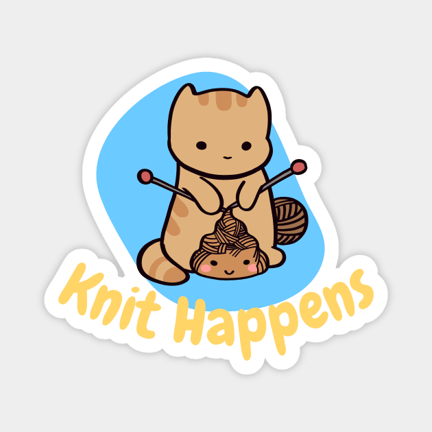 Knit Happens Funny Cat Magnet by ThumboArtBumbo