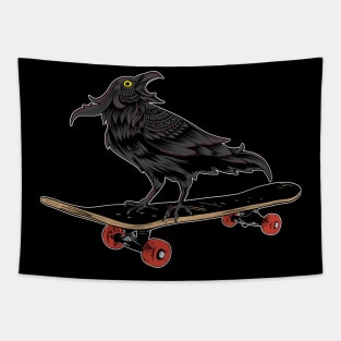 Skater Raven Crow Bird Skateboarder Boarder Skate Tapestry