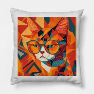 cat wearing glasses Pillow