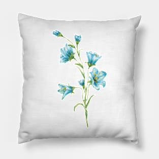 spring blue flowers. watercolor Pillow