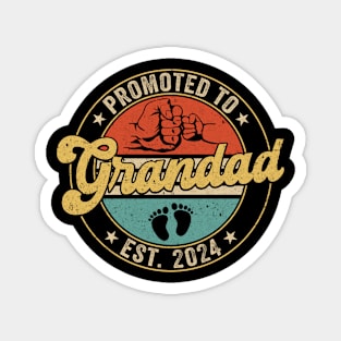 Promoted To Grandad 2024 Pregnancy New First Grandad Retro Magnet