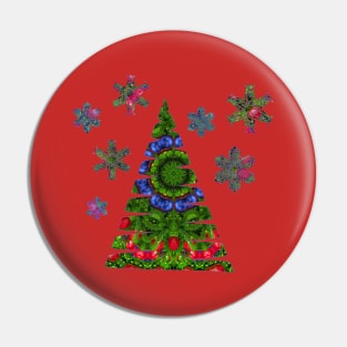 Christmas Floral Kaleidoscope Blue Green and Red Pin