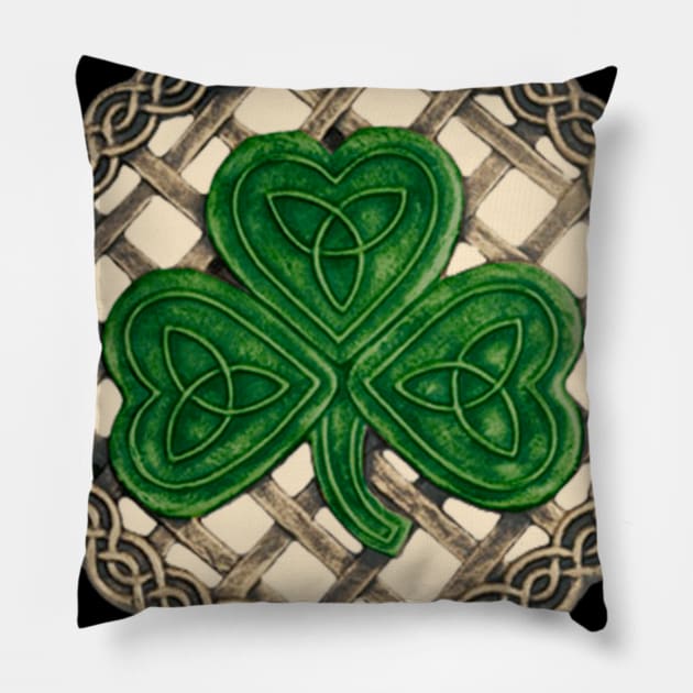 Beige Celtic Shamrock Shirt Pillow by sudiptochy29
