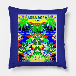 Bora Bora Tahiti Surreal Travel and Tourism Advertising Print Pillow