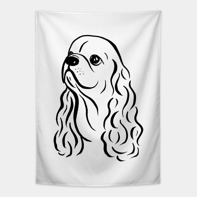 American Cocker Spaniel (Black and White) Tapestry by illucalliart