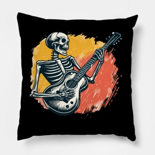Skeleton Playing Guitar Rock Band Pillow