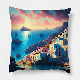 Cityscape Off the Ocean Pillow