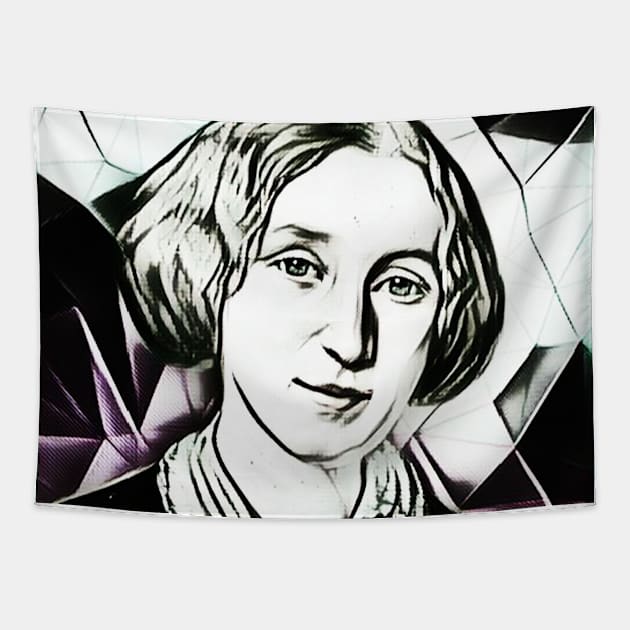 George Eliot Black and White Portrait | George Eliot Artwork 5 Tapestry by JustLit