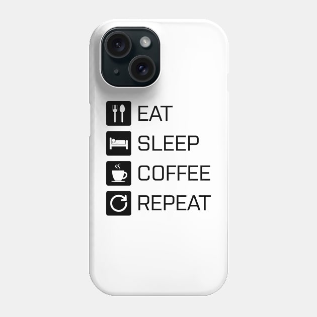 Eat Sleep Coffee Repeat - black Phone Case by NVDesigns