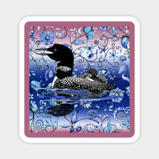 Loon in a sea of flowers Magnet