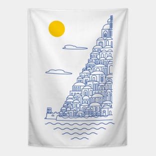 Positano lineart minimal drawingf Tapestry