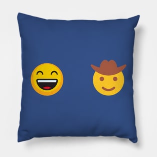 Happy / cowboy emoji sticker Pillow