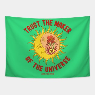 Celestial Sun Moon Universe Trust the Maker Tapestry