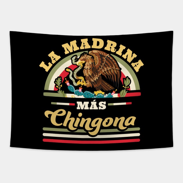 La Madrina Mas Chingona Mexican Cool Godmother Tapestry by OrangeMonkeyArt