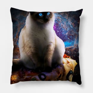 Galaxy Space Siamese Cat On Pizza Pillow